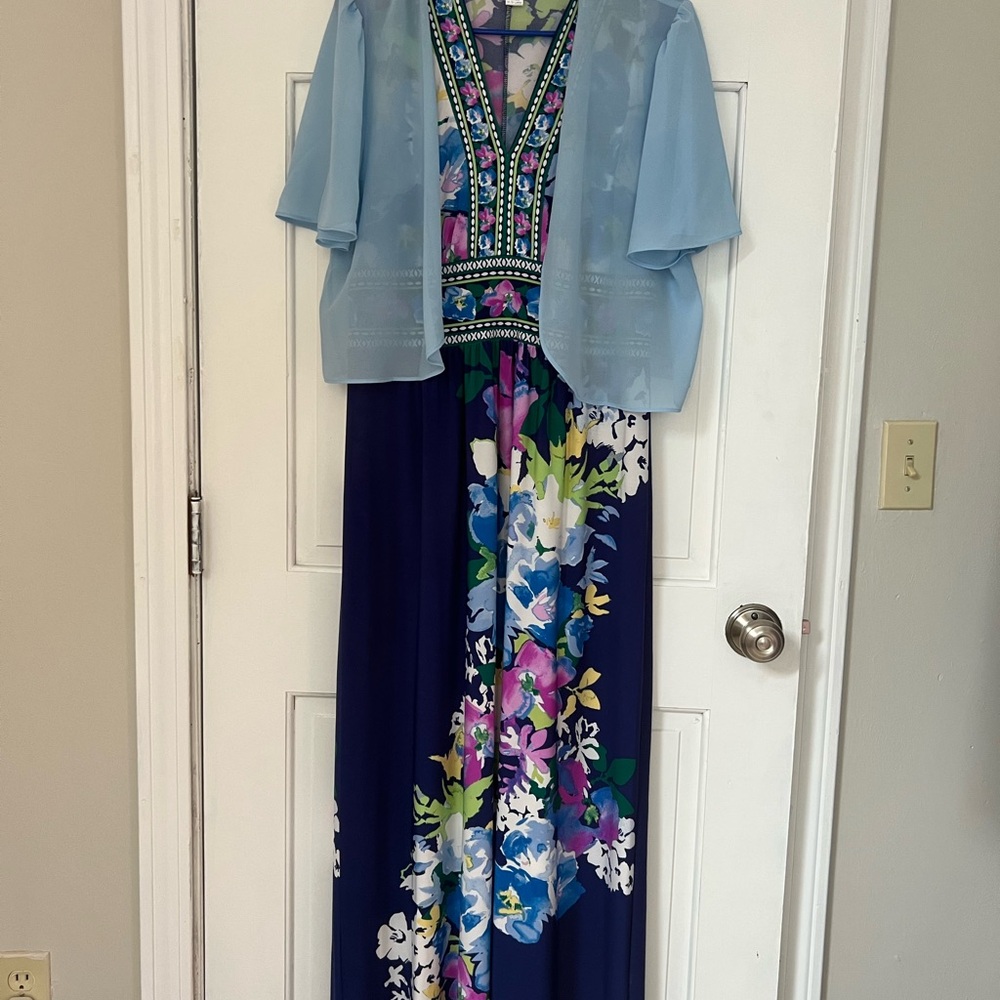 London Times Multicolor Floral Maxi Dress